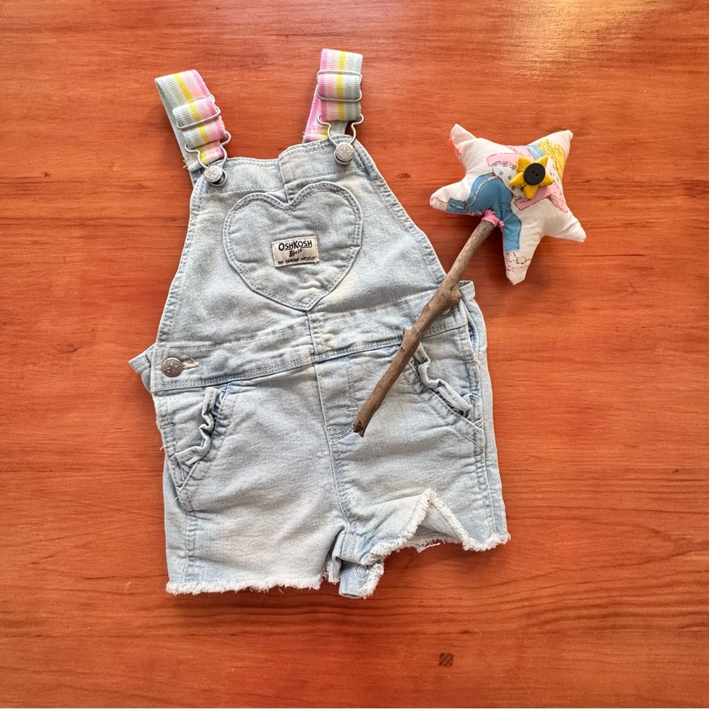 OshKosh B'gosh Light Blue Kids Overalls with Rainbow Straps